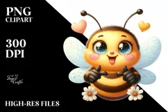 Funny Bee Love Sign Watercolor Clipart Product Image 3