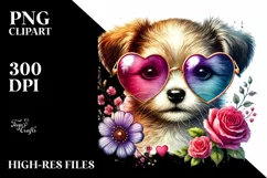 Puppy Sunglasses Heart PNG Product Image 2
