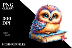 Baby Owl Book Reading Learning Cute Clipart Product Image 2