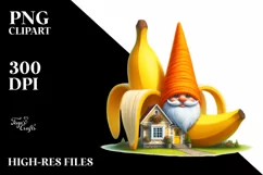 Gnome Orange Banana Digital Painting Clipart Product Image 1