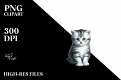 Colorful Floral Kitten | Sublimation Clipart Product Image 1