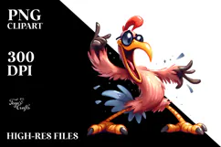 Colorful Cartoon Bird with Sunglasses PNG Product Image 2