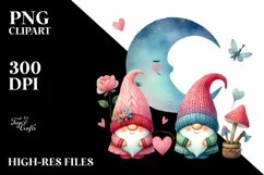 Colorful Heart with Gnome and Half Moon PNG Product Image 2