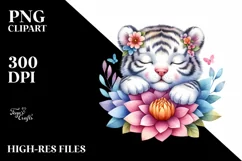 Cute Baby Tiger Watercolor Clipart Product Image 1