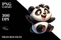 Goofy Cartoon Panda, Watercolor PNG Product Image 2