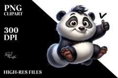 Goofy Cartoon Panda Jumping PNG Product Image 2