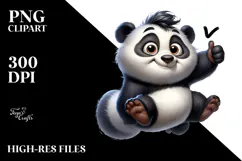 Goofy Cartoon Panda Jumping PNG Product Image 2