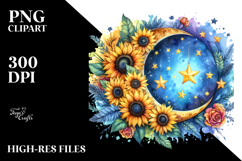 Colorful Half Moon with Sunflowers PNG Product Image 2