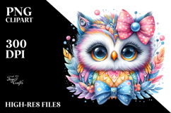Baby Owl Bow Cute Feathers Wings Clipart Product Image 2