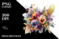 Abstract Colorful Bouquet, Gold Foil | Sublimation | Clipart Product Image 1