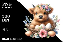 Highland Cow Basket | Clipart Product Image 1