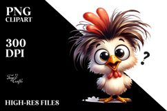 Expressive Chicken Big Eyes Teeth White Background | Clipart Product Image 2