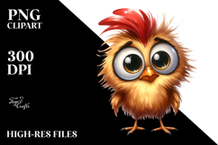 Expressive Chicken Big Eyes Teeth White Background | Clipart Product Image 2