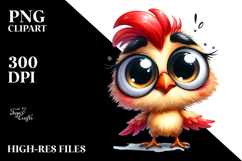 Expressive Chicken Big Eyes Teeth White Background | Clipart Product Image 2