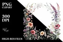 Wild Flowers Tall Frame Watercolor Sticker Clipart Product Image 3