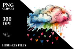 Colorful Smiling Cloud with Hearts, Transparent PNG Product Image 2