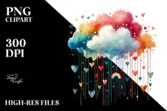 Colorful Smiling Cloud with Hearts, Transparent PNG Product Image 2