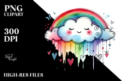 Colorful Cloud with Hearts PNG Product Image 2