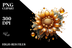 Glossy Sunflower, Round Watercolor Splash Product Image 2
