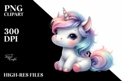 Pastel Baby Unicorn | Sublimation | Clipart Product Image 1