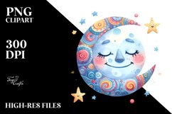 Very Simple Colorful Smiling Moon PNG Product Image 2