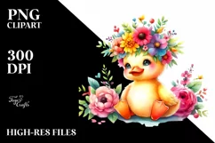 Cartoon-Style Watercolor Duck PNG Product Image 1