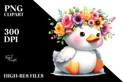 Cartoon-Style Watercolor Duck, Transparent PNG Product Image 2