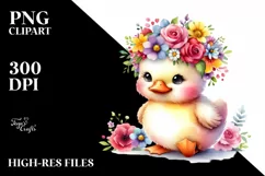 Cartoon-Style Watercolor Duck PNG Product Image 1