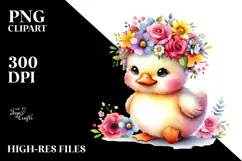Cartoon-Style Watercolor Duck PNG Product Image 2