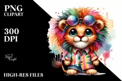 Colorful Layered Baby Lion Summer Watercolor Product Image 3