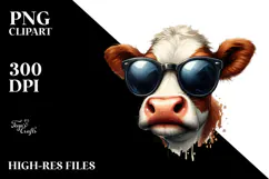 Funny Cow with Funny Sunglasses PNG Product Image 2