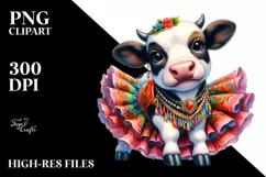 Colorful Baby Cow with Mazurka Dancer's Costume, Transparent Product Image 1