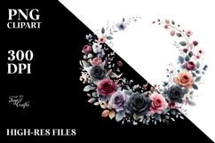 Colorful Black Roses Floral Frame PNG Product Image 2