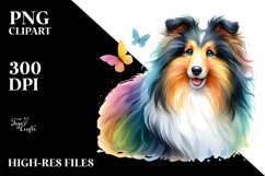 Watercolor Cute Colorful Collie Clipart Product Image 1