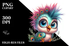 Baby Peacock with Punk Look, Transparent PNG Product Image 2