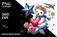 Polar Bear Heart Star PNG Product Image 2