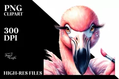 Funny Flamingo Diva Watercolor Clipart Product Image 3
