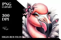 Funny Flamingo Diva Watercolor Clipart Product Image 3