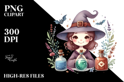Simple Vintage Witch with Magic Potion PNG Product Image 2