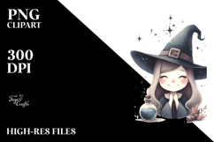 Quirky Smiling Witch Watercolor PNG Product Image 2