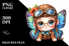 Colorful Cute Baby Butterfly Aviator | Clipart Product Image 3