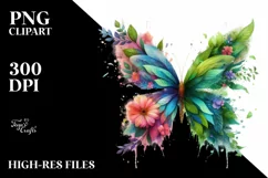 Butterfly with Flowers, Transparent PNG Product Image 3