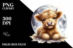 Baby Cow on Moon PNG Product Image 1