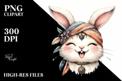 Cute Bunny Tongue Out Watercolor Clipart Product Image 1