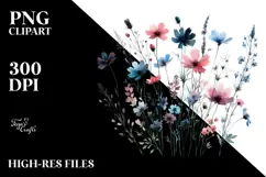 Watercolor Wildflower Silhouettes PNG Product Image 2
