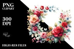Red Roses Floral Frame PNG Product Image 2