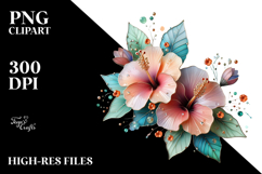 Metallic Hibiscus Watercolor PNG Product Image 2