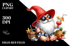 Gnome with Cocktail on Beach PNG Product Image 2