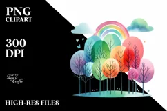 Colorful Pastel Rainbow Trees | Sublimation | Clipart Product Image 3