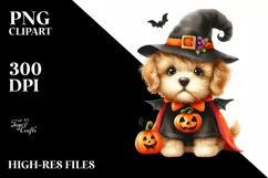 Wimsical Puppy Wearing Halloween Suit | Sublimation | Product Image 1